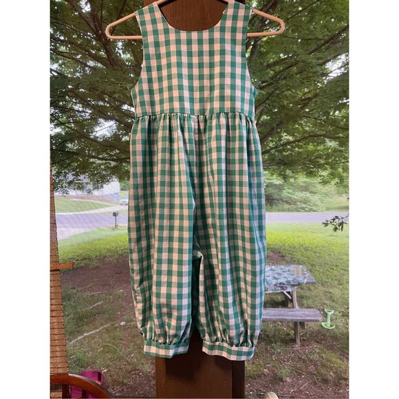 Vintage Kelly Kids Girls Checkered Jumpsuit Romper Lipstick Make Up Images Sz 6 - Picture 4 of 5